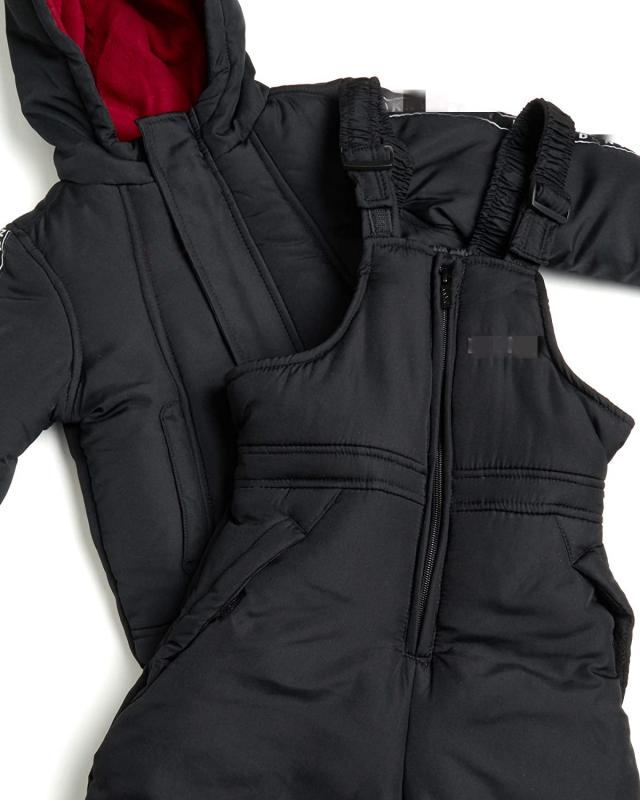 Conjunto de dos piezas de chaqueta de esquí acolchada y traje de nieve con pechera aislante para niños
