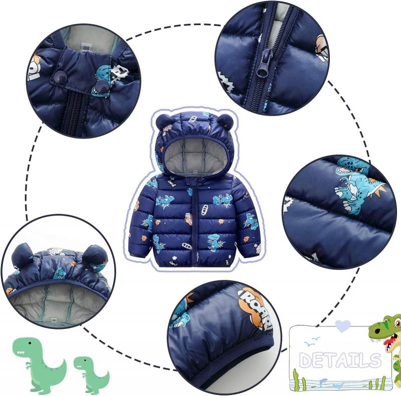 Babys Puffer Jacket con capucha Cute Cartoon Cotton Coats Winter Warm Coat
