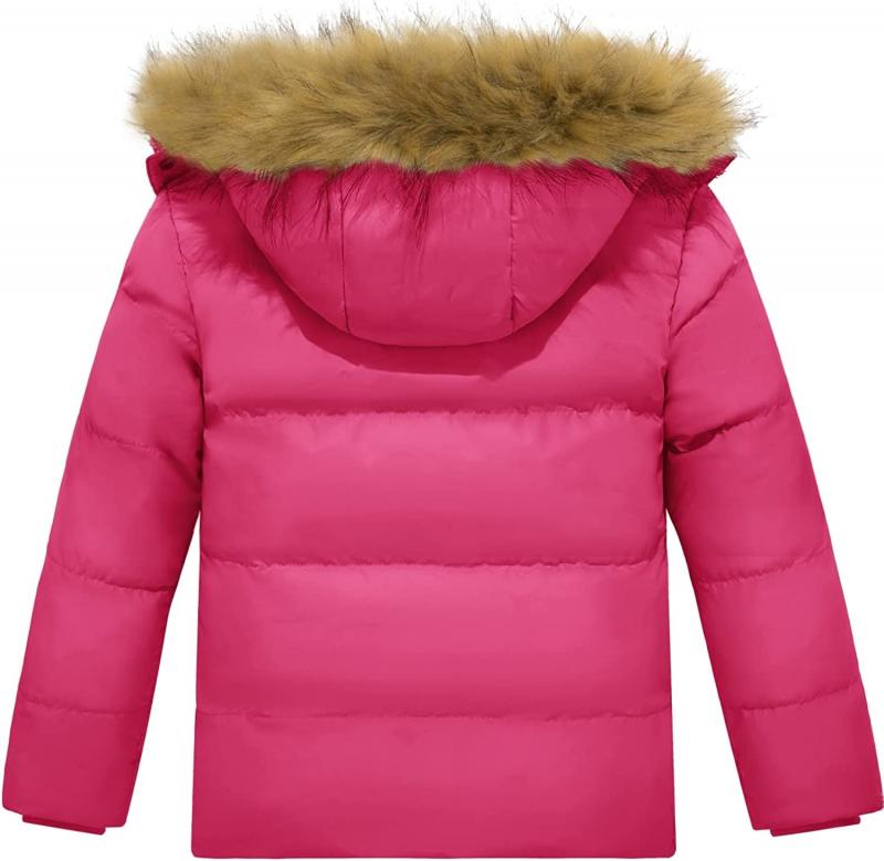 Chaquetas acolchadas para niñas Abrigos de invierno con forro polar cálido y esponjoso con capucha desmontable
