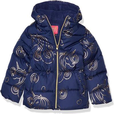  OEM Logo Girls Clothing Winter Coats Padded Puffer Jacket Wear Fake Down Jackets For Kids 