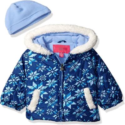  Baby girls thick fleece winter kids warm outwear cute hooded puffer jacket 