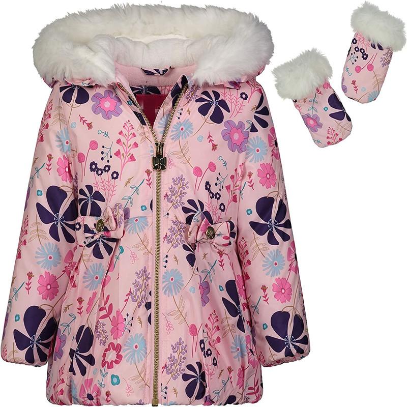  Baby girls winter outwear with hoodie children padded coat 