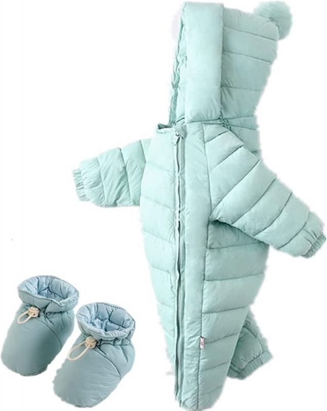 Bebé Adorable Ropa de nieve Sudadera con capucha Mono Invierno Doble cremallera Traje de nieve
