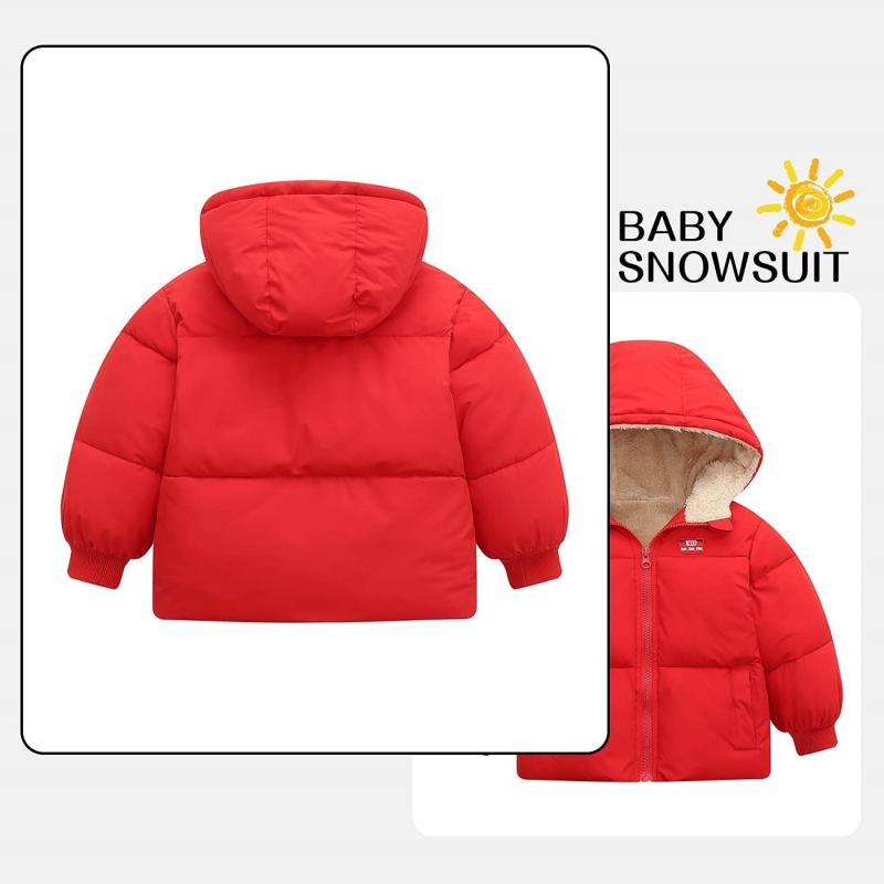 Abrigo de invierno para niños pequeños Chaqueta de forro polar cálida con capucha para niñas y niños
