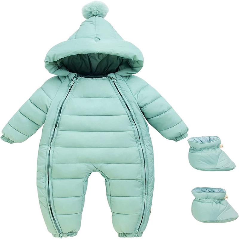  Baby Adorable Snow Wear Hoodie Jumpsuit Winter Double Zip Up Snowsuit 