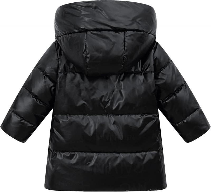 Chaqueta acolchada brillante de invierno para niños con capucha desmontable Magic Sticky Insulated Parka Coat
