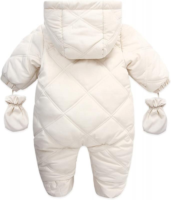 Traje de nieve de invierno para bebé, peleles de lana, chaqueta cálida con capucha y zapatos de manoplas
