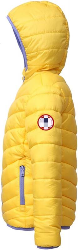 Chaqueta acolchada ligera reversible para niñas Abrigo de invierno resistente al agua con capucha

