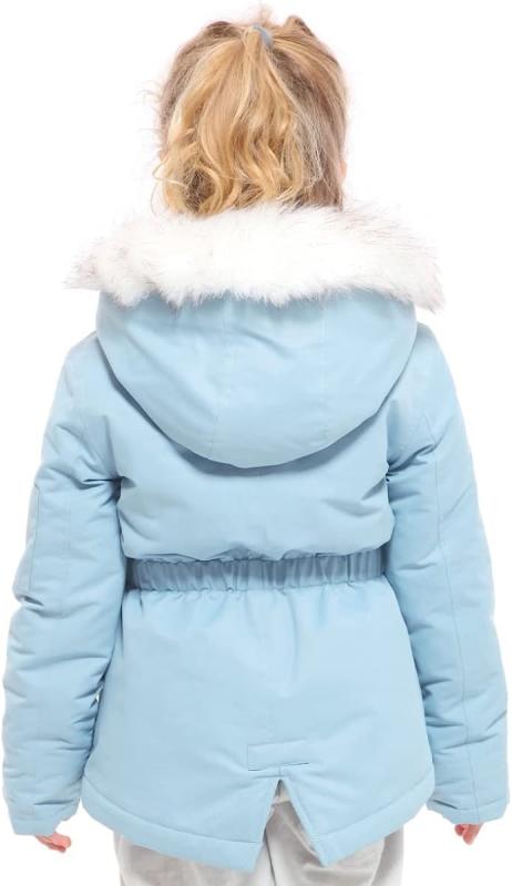 Abrigo de invierno resistente al agua para niñas Parka cálida con forro polar Sherpa y capucha de piel desmontable
