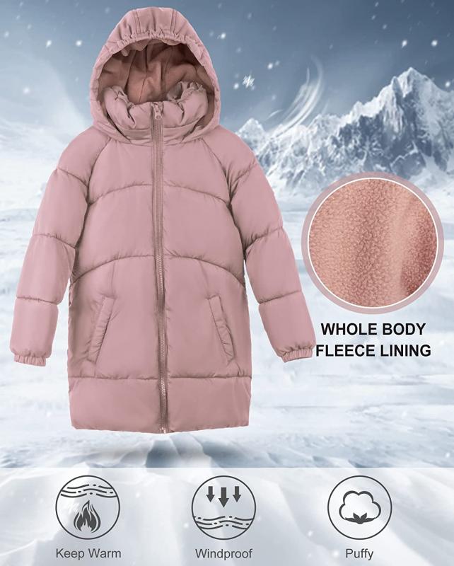 Abrigos de invierno para niñas Chaquetas cálidas de longitud media de peso pesado Abrigo tipo plumón
